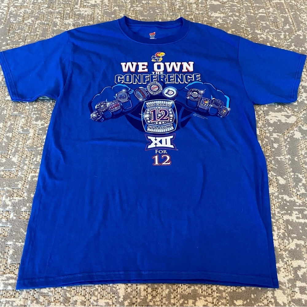 Kansas Jayhawks 2016 Big 12 Champs 12 Straight Men’s Size Medium Color‎ Blue